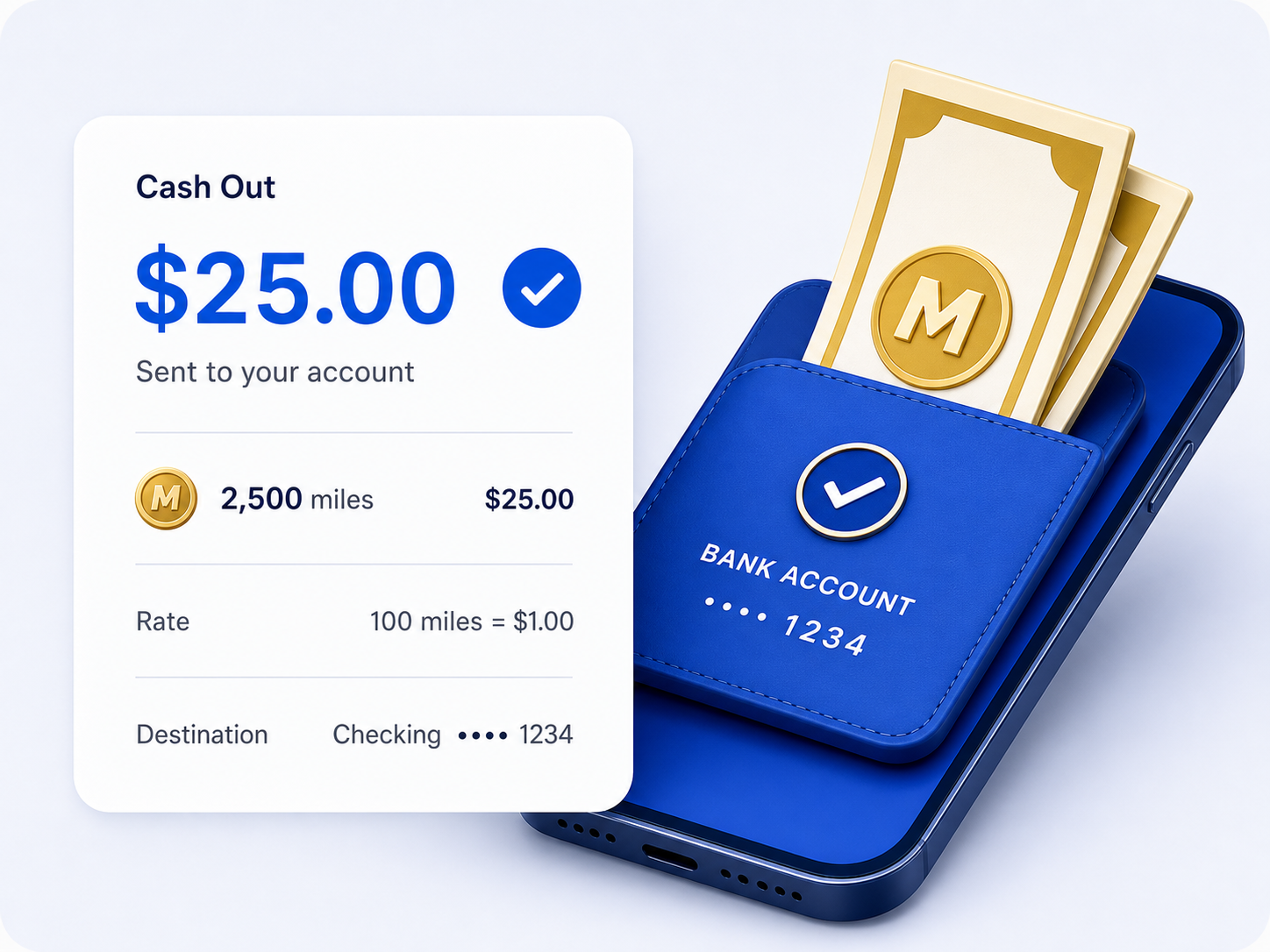 Rory cash-out reward sending $25 to a borrower's checking account